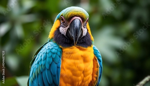 Macaw,  The Blue and Gold Macaw: A Close-up Portrait of a Vibrant and Beautiful Tropical Bird