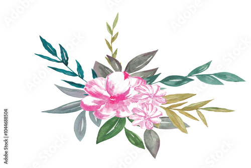 Bouquet of Flowers Botanical Watercolor