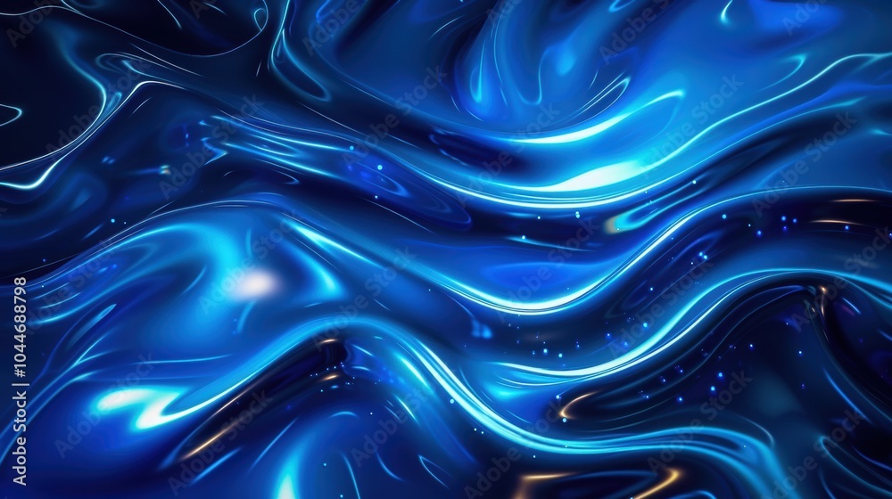 Abstract Blue Liquid Waves with Sparkles Abstract Blue Liquid Waves with Sparkles