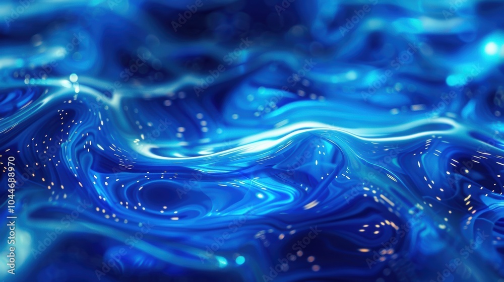 Abstract Blue Liquid Waves with Sparkles Abstract Blue Liquid Waves with Sparkles