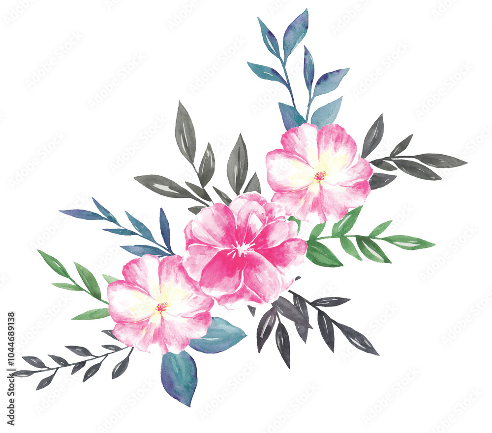 Fototapeta premium Bouquet of Flowers Botanical Watercolor