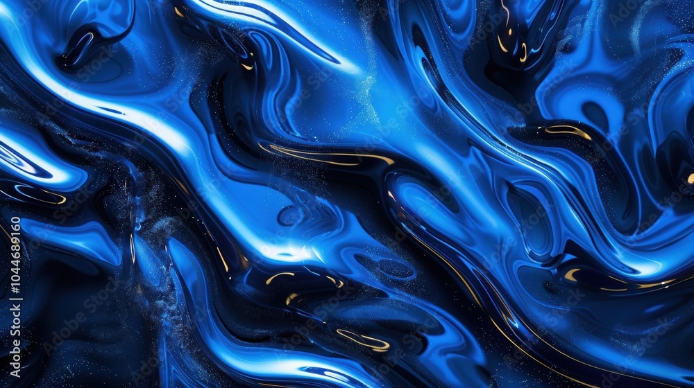 Obraz premium Abstract Blue Liquid Waves with Sparkles