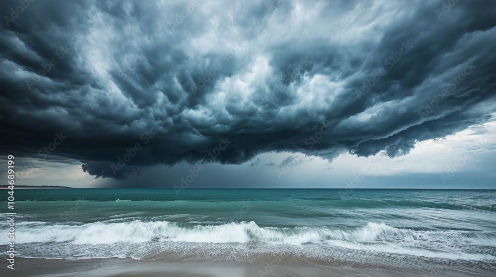 Intense Storm Clouds Rolling Over the Ocean Waves Intense Storm Clouds Rolling Over the Ocean Waves
