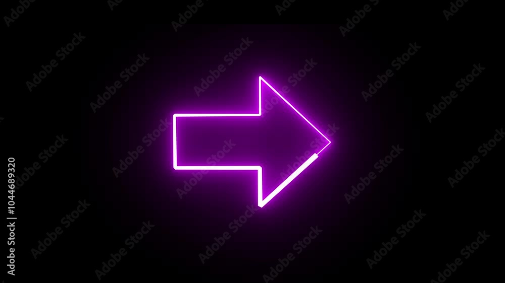 Neon right arrow pointer icon sign symbol in trendy flat style. Neon right arrow pointer icon sign symbol in trendy flat style.