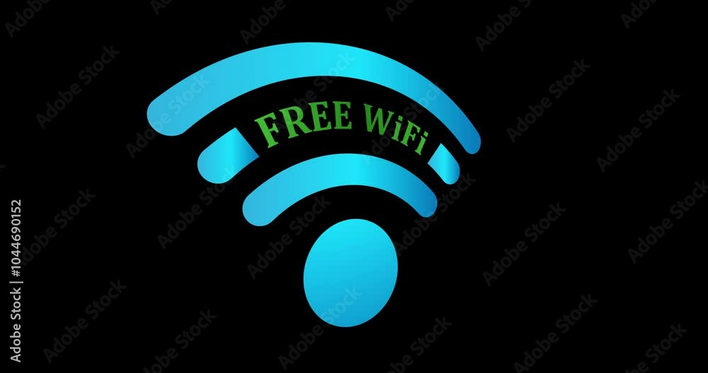 Rotating Wi-Fi icon. An icon with the inscription free WiFi