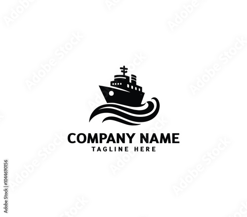 Vector ship logo design. Ship with waves element logo. Cruise ship logo. Modern ship logo with waves