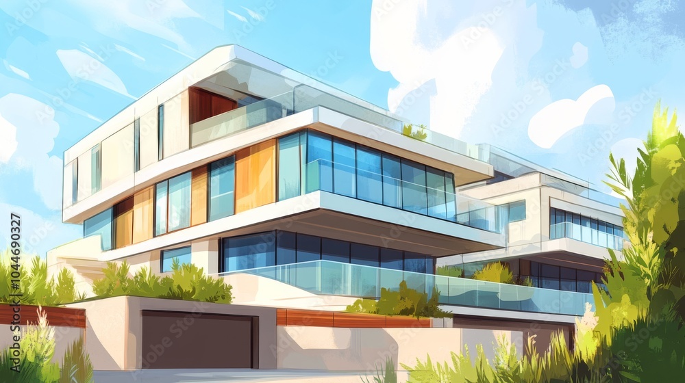 Modern Architecture with Clean Lines and Detailed Textures Modern Architecture with Clean Lines and Detailed Textures