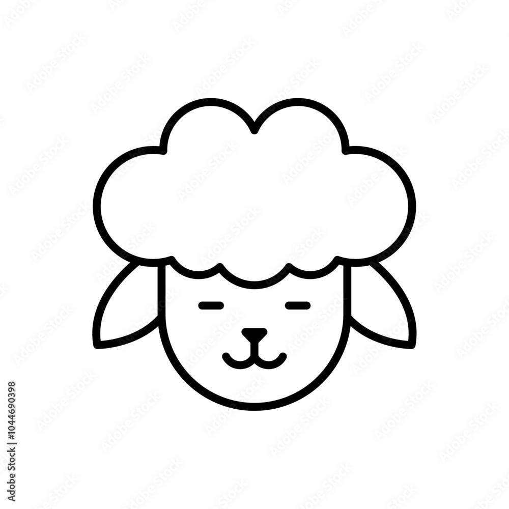 Sheep head line icon on white background. Sheep head line icon on white background.