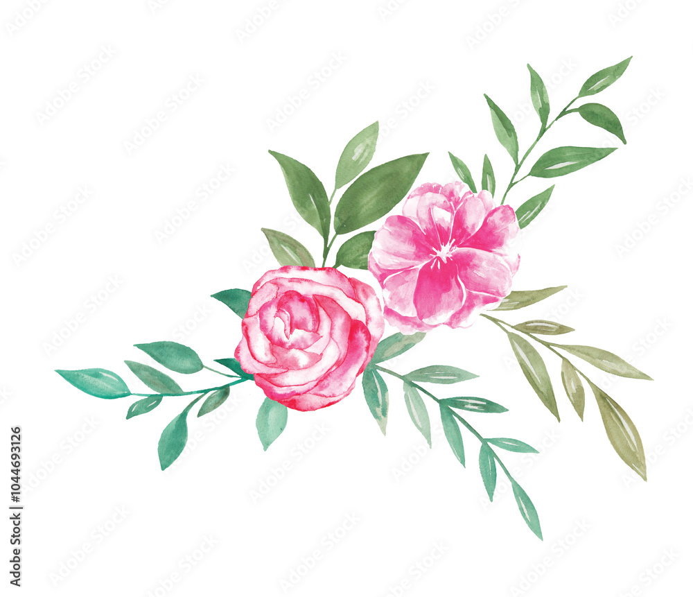 Bouquet of Flowers Botanical Watercolor Bouquet of Flowers Botanical Watercolor