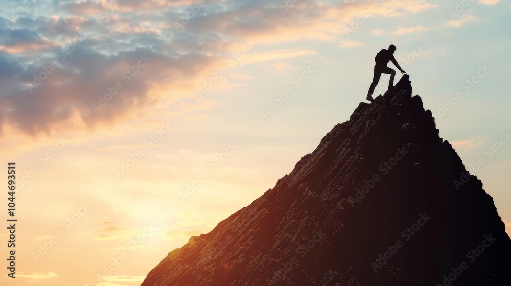 Determined Individual Conquering Steep Debt Mountain - Concept of Overcoming Financial Challenges Determined Individual Conquering Steep Debt Mountain - Concept of Overcoming Financial Challenges