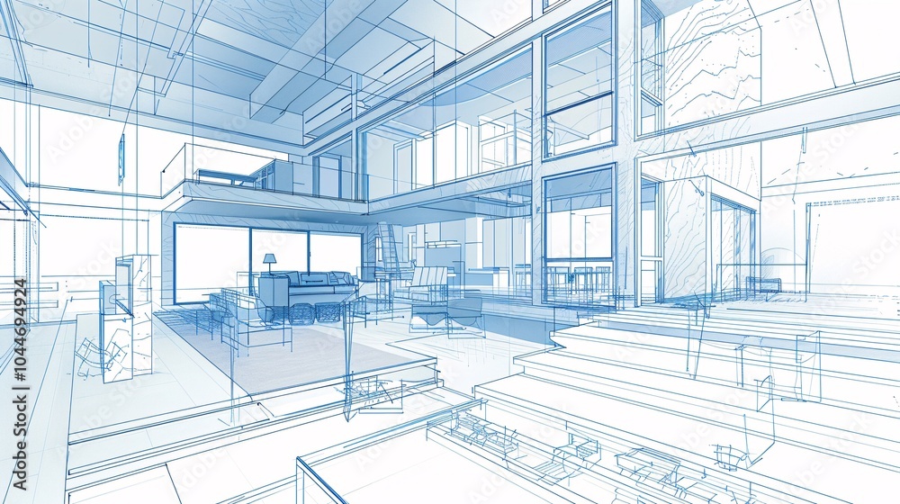 Fototapeta premium Architectural Blueprint of a Modern Home