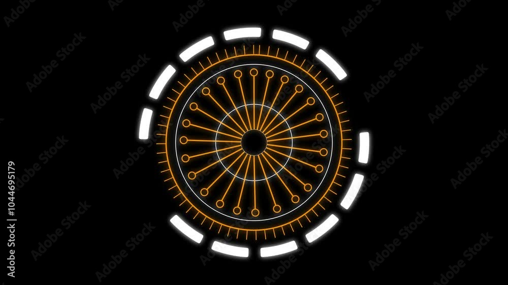 Digital circle hud element on a black background Digital circle hud element on a black background