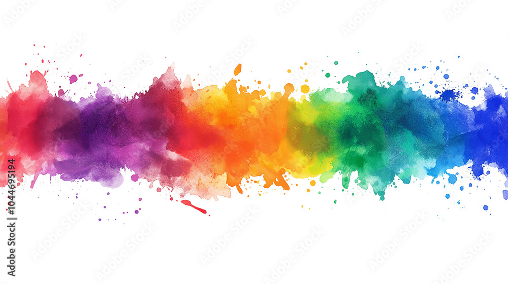 Fototapeta premium Rainbow paint splash border isolated on a white background