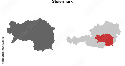 Steiermark state blank outline map set