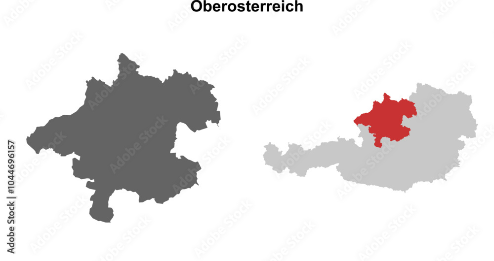 Obraz premium Oberosterreich state blank outline map set