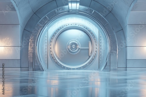 Large vault door in a metallic room. Perfect for conceptual photography. photo