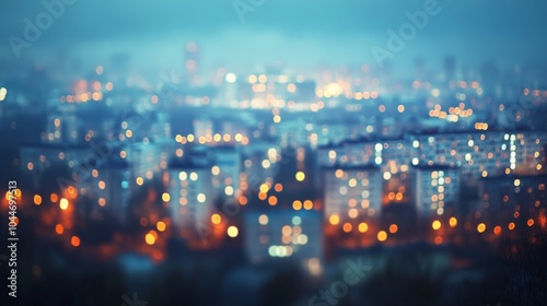 Serene Cityscape with Soft Focus Against Evening Sky photo