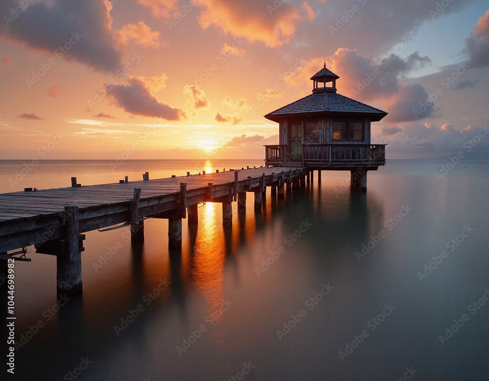 Sunset Pier and Gazebo. Sunset Pier and Gazebo.
