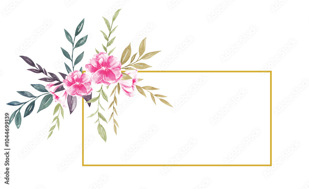 Obraz premium Frame Watercolor Bouquet of Flowers Botanical