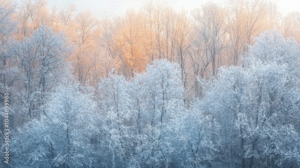 Frost-covered trees in ultra-realistic 8k winter landscape Frost-covered trees in ultra-realistic 8k winter landscape