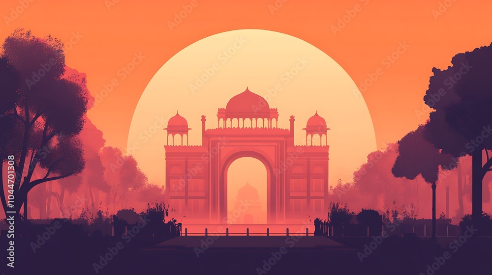 Obraz premium Sunset View of India Gate in New Delhi