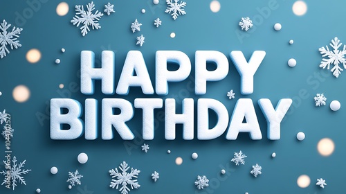 Festive Winter Birthday Celebration with Snowflakes