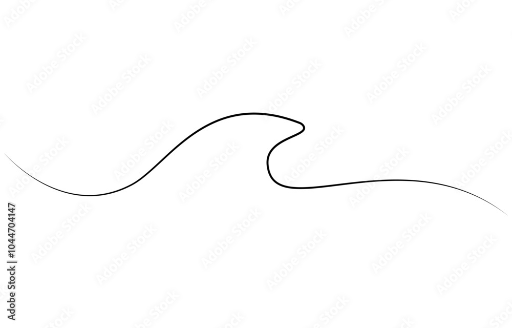 One single line simple ocean wave drawing. Sea wave continuous line drawing vector illustration, One single line simple ocean wave drawing. Sea wave continuous line drawing vector illustration,