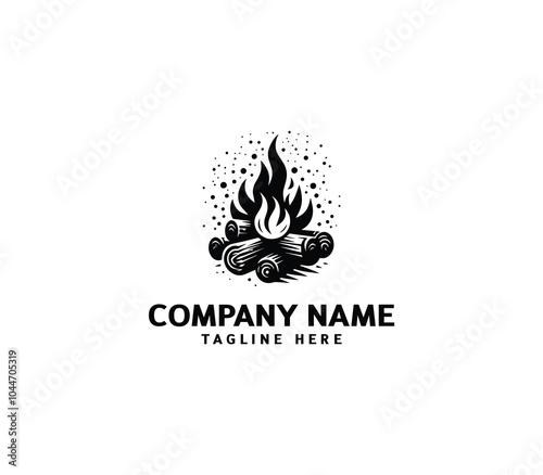 Vector fire ember logo. Blazing fire symbol logo design. Bonfire logo template. Hot fire sign