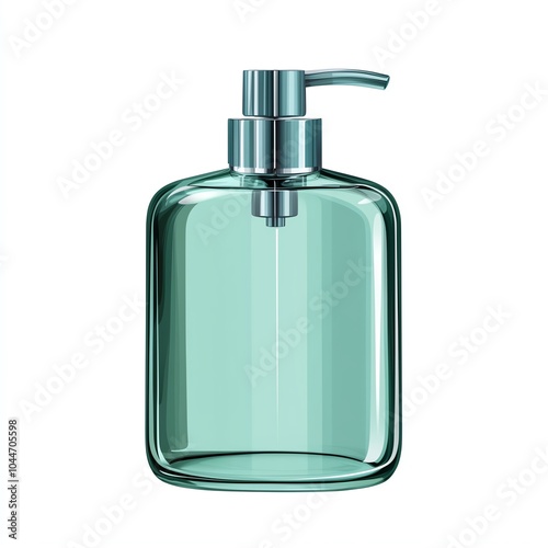 Stylish glass soap dispenser on a white isolated background.