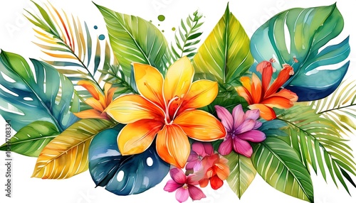 A vibrant pattern featuring various flowers and leaves, perfect for spring and summer decoration