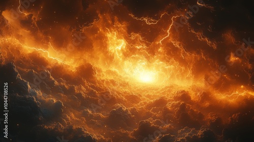 Fiery Cosmic Clouds Illuminated by Electric Lightning