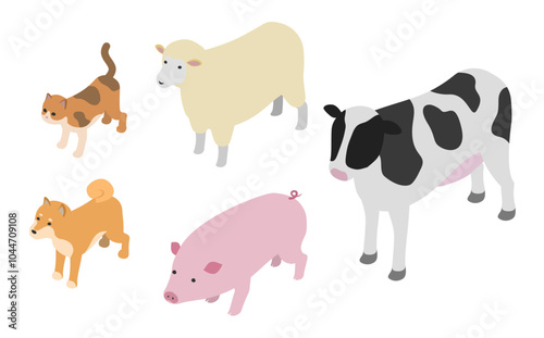 アイソメトリックイラスト：動物