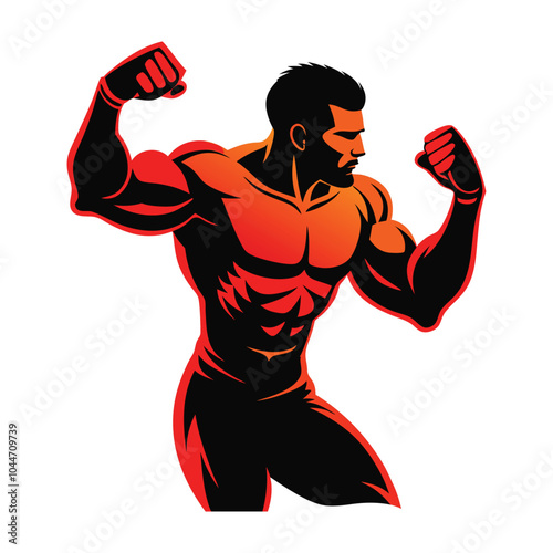 A silhouette of a boxer in a fighting stance, fists raised and ready for action.