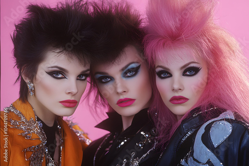 Glam rock band portrait in the 1980s photo