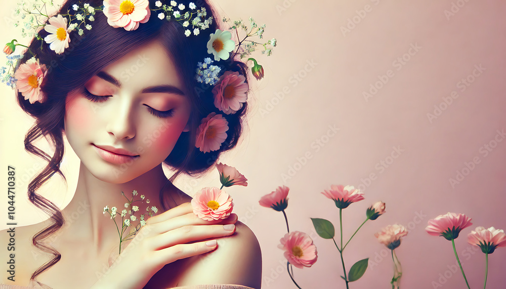 Fototapeta premium Floral Peace, Generative Ai