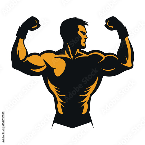 A silhouette of a boxer in a fighting stance, fists raised and ready for action.