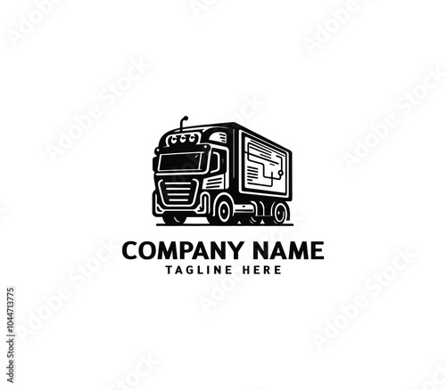 Vector truck silhouette abstract logo. Freight, delivery industry, symbol. Logistics company logo