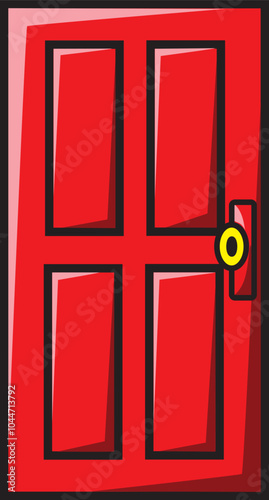 illustration of a red door with dark and light lights