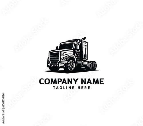 Vector truck silhouette abstract logo. Freight, delivery industry, symbol. Logistics company logo