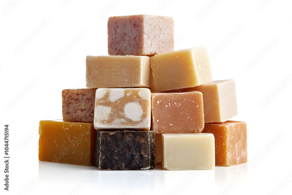Bar of natural, handmade soap, isolated on a white background Bar of natural, handmade soap, isolated on a white background