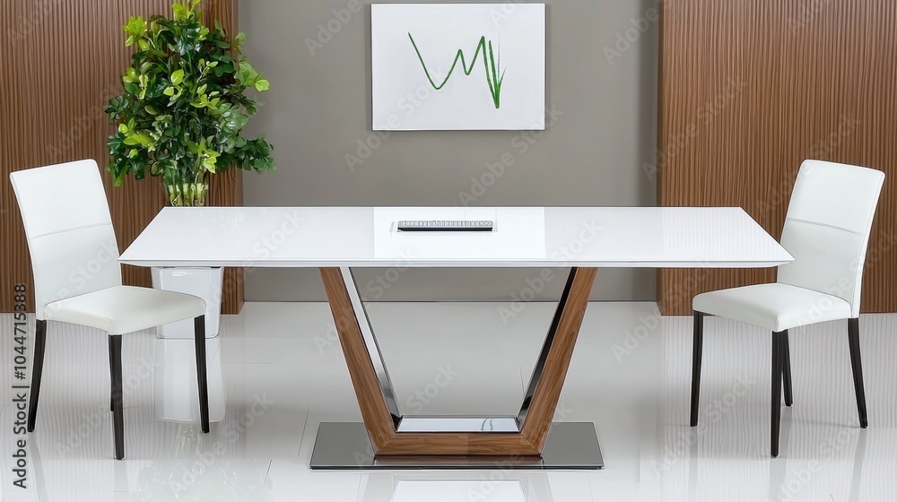 Fototapeta premium Elegant Minimalist Dining Table Setting in Modern Interior