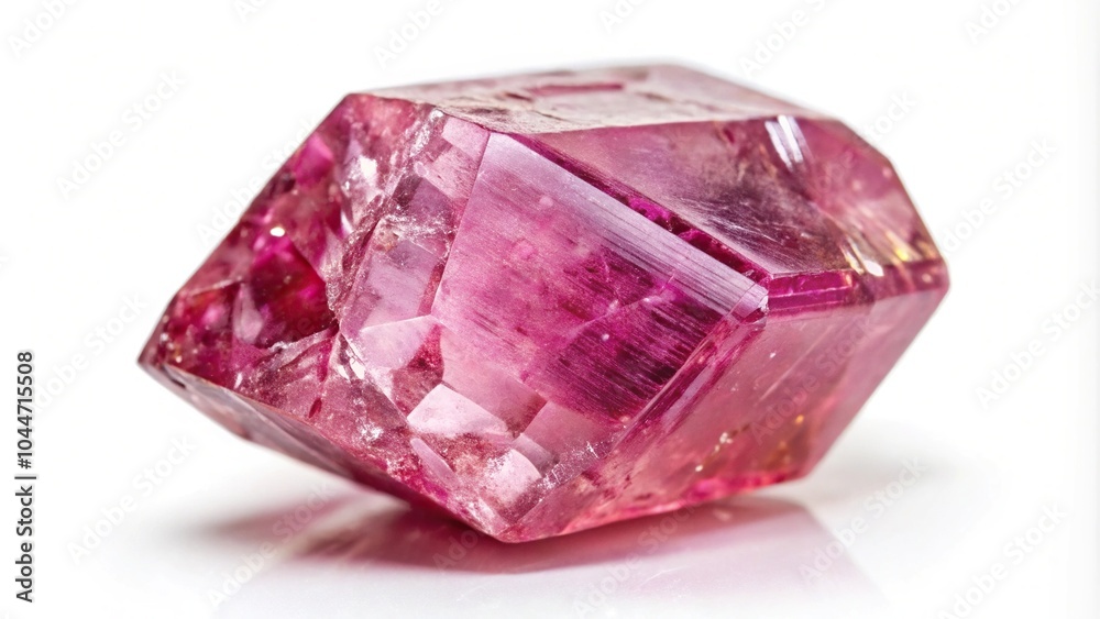 Tilted angle specimen of natural pink spinel crystal cutout Tilted angle specimen of natural pink spinel crystal cutout