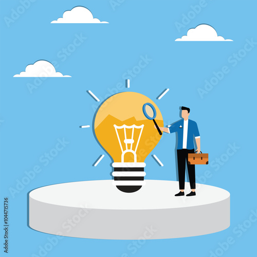 Capacity planning, resource management or efficiency analysis, demand provisioning, redundancy or utilization forecast, resource allocation concept, businessman magnify lightbulb capacity plan