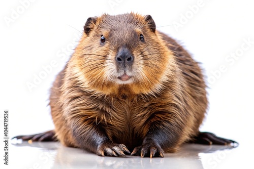 Silhouette of North American Beaver isolated on white background