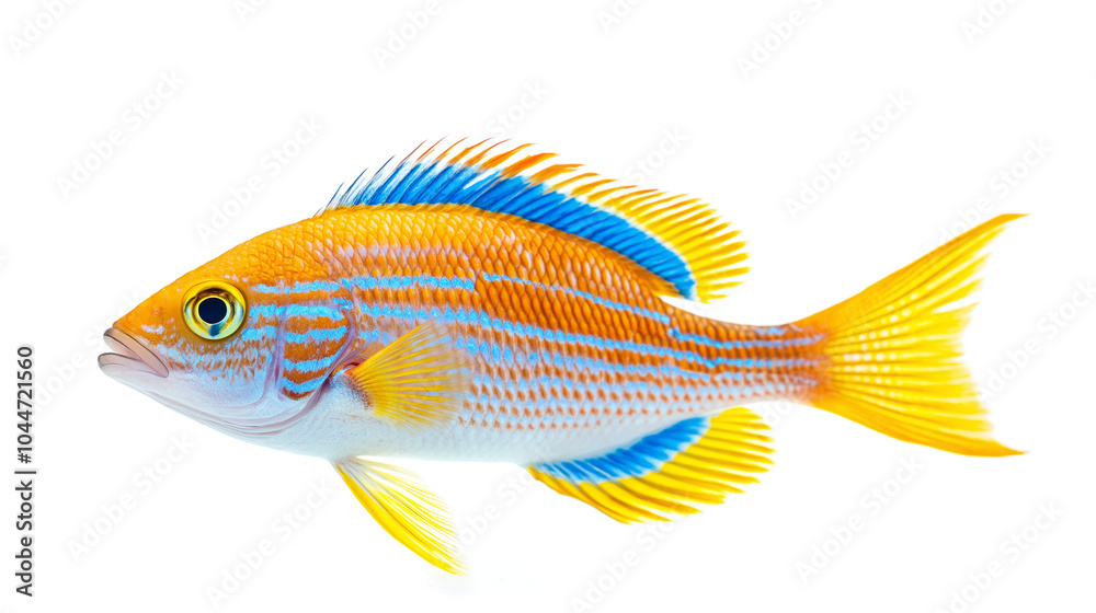 Fototapeta premium A beautiful reef fish with vibrant colors isolated on a transparent or white background