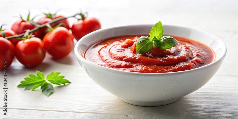 Tomato sauce in a bowl on a white background Macro Tomato sauce in a bowl on a white background Macro