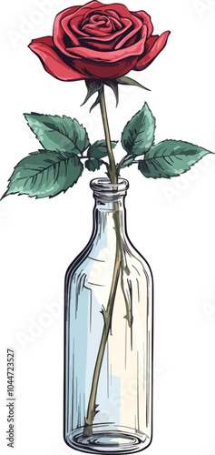 bottle of perfume and rose