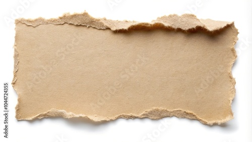 Torn beige paper with shadow and decorative element in tilted angle
