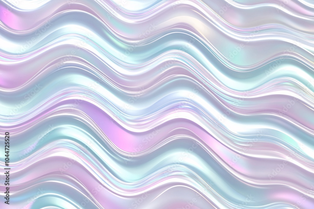 Fototapeta premium Abstract Iridescent Wave Background - Holographic Pastel Design