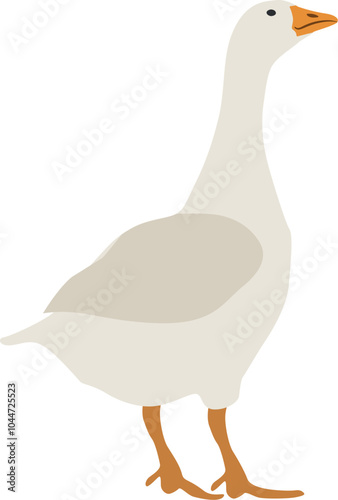 Flat cute goose illustration. Vector clipart of domestic bird. Farming